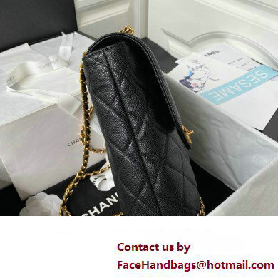 Chanel Grained Calfskin  &  Gold-Tone Metal Chain Backpack Bag AS4490 Black 2023